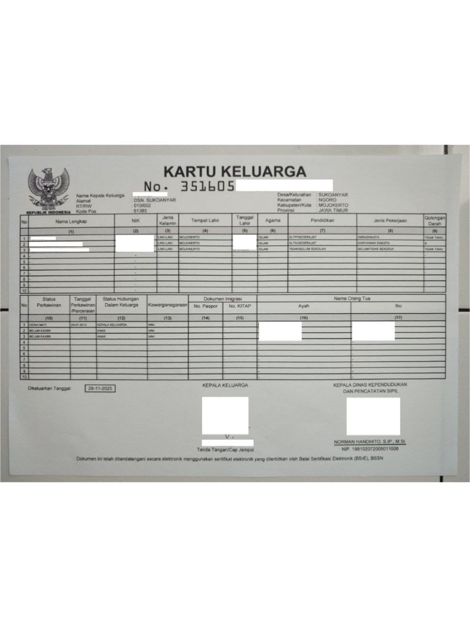 Contoh KK